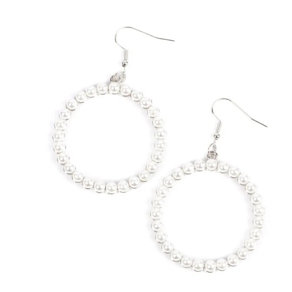 Elegant Silver Pearl Hoop Earrings
